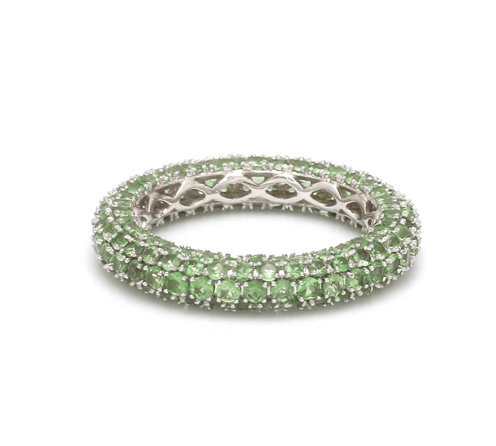 Rings 6 / Yellow Gold / 14K 14K or 18K Gold Pave Tsavorite Eternity Band