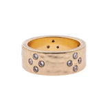 Rings 6 / Yellow Gold / 14K 14K Solid Gold Thick Band with Diamonds Signature Ring