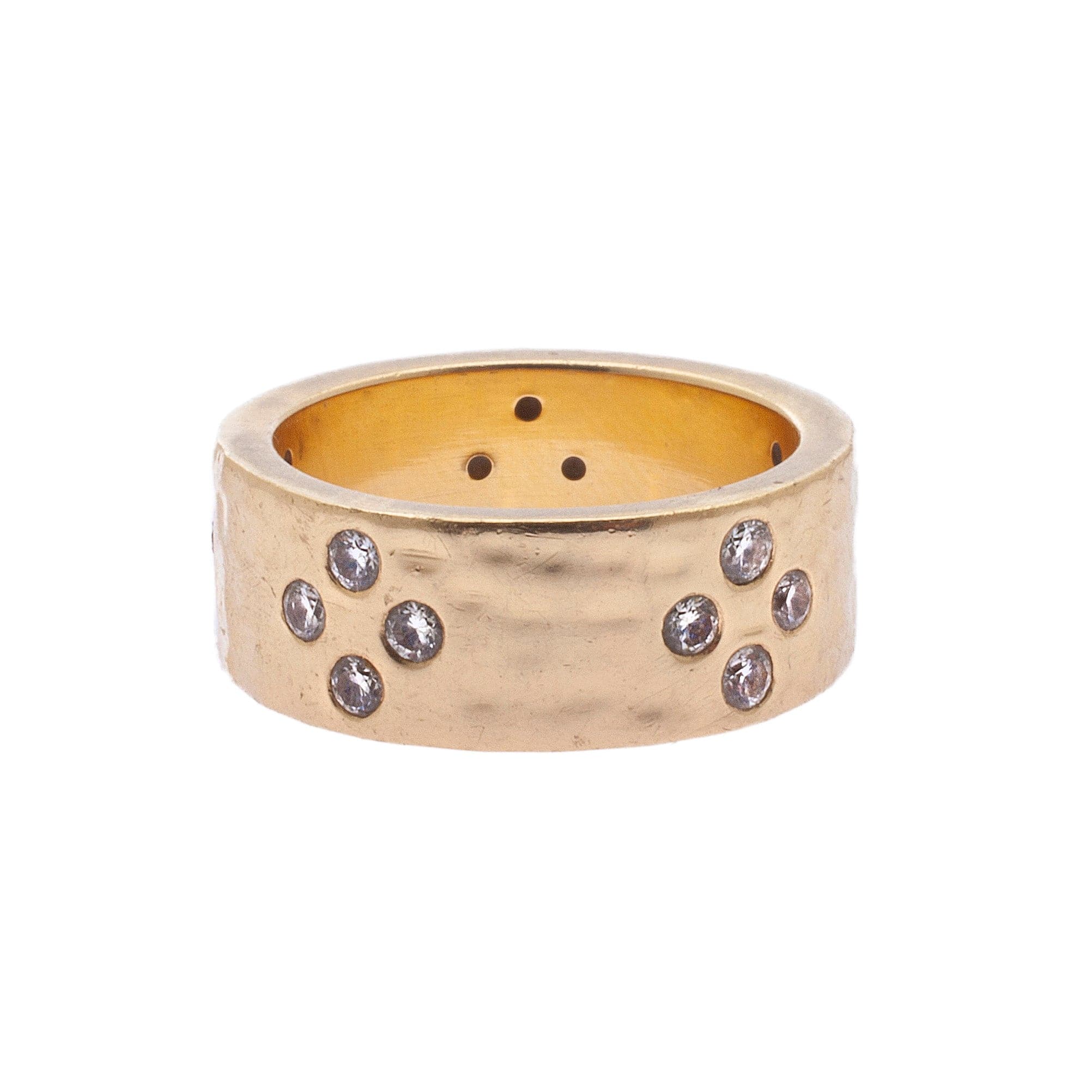 Rings 6 / Yellow Gold / 14K 14K Solid Gold Thick Band with Diamonds Signature Ring