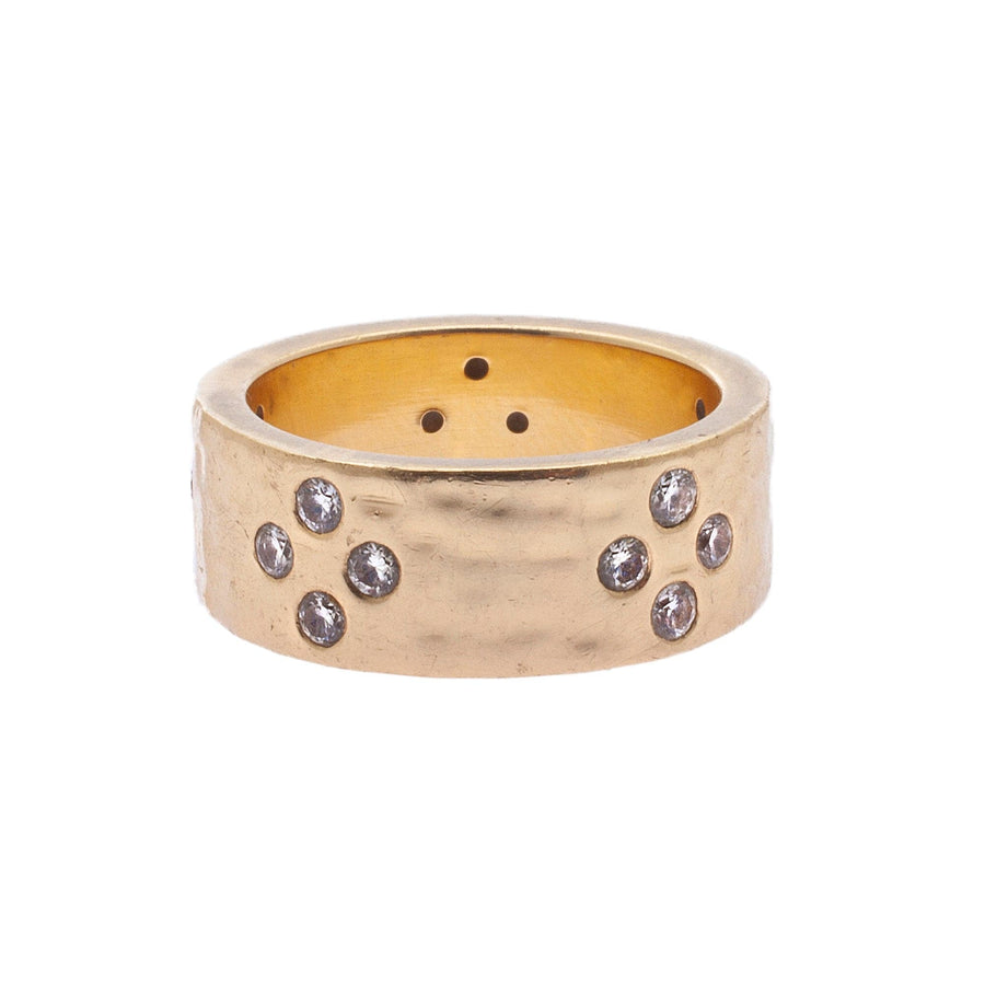 Rings 6 / Yellow Gold / 14K 14K Solid Gold Thick Band with Diamonds Signature Ring