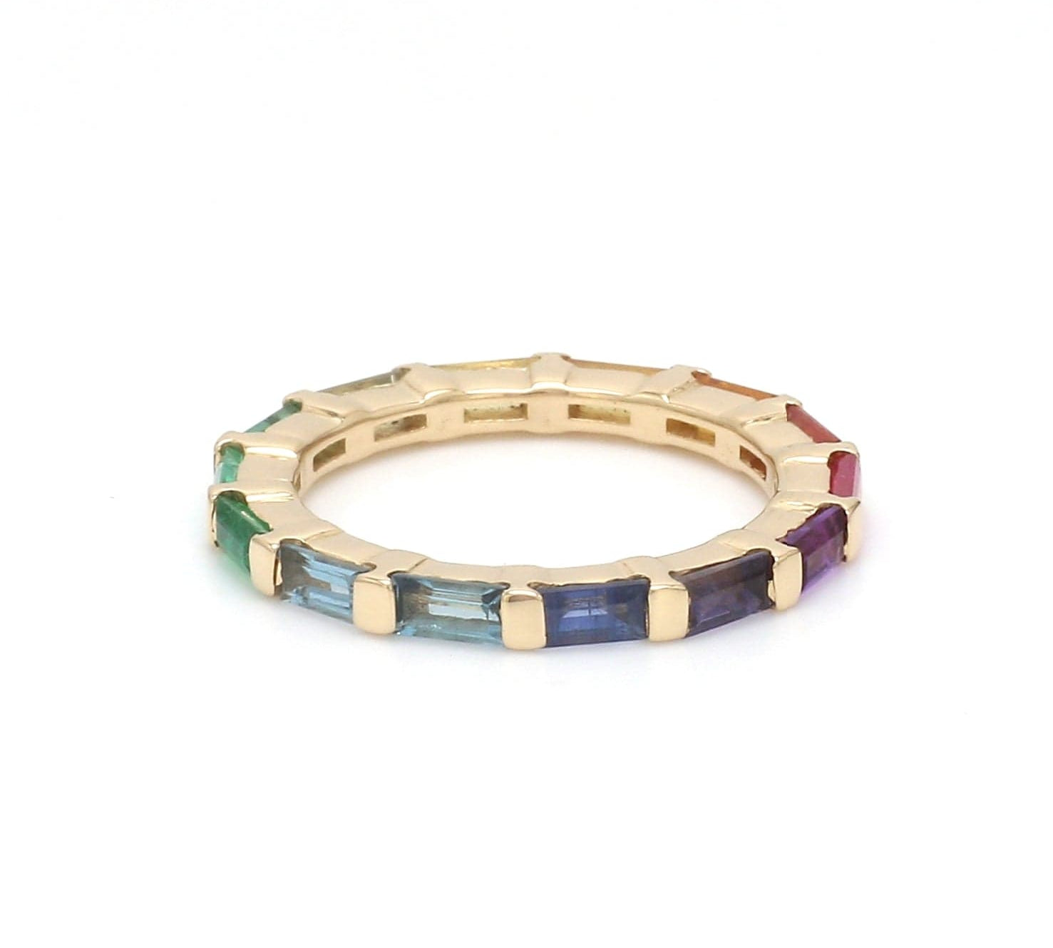 Rings 6 / Yellow Gold 14K & 18K Gold East West Rainbow Eternity Ring