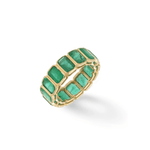 Rings 6 / Yellow Gold 14K & 18K Gold Emerald Eternity Ring, Bezel Set