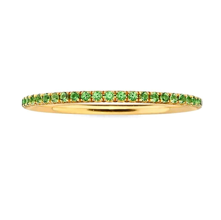 Rings 6 / Yellow Gold 14K Gold and Emerald Color Tsavorite Eternity Stacking Rings