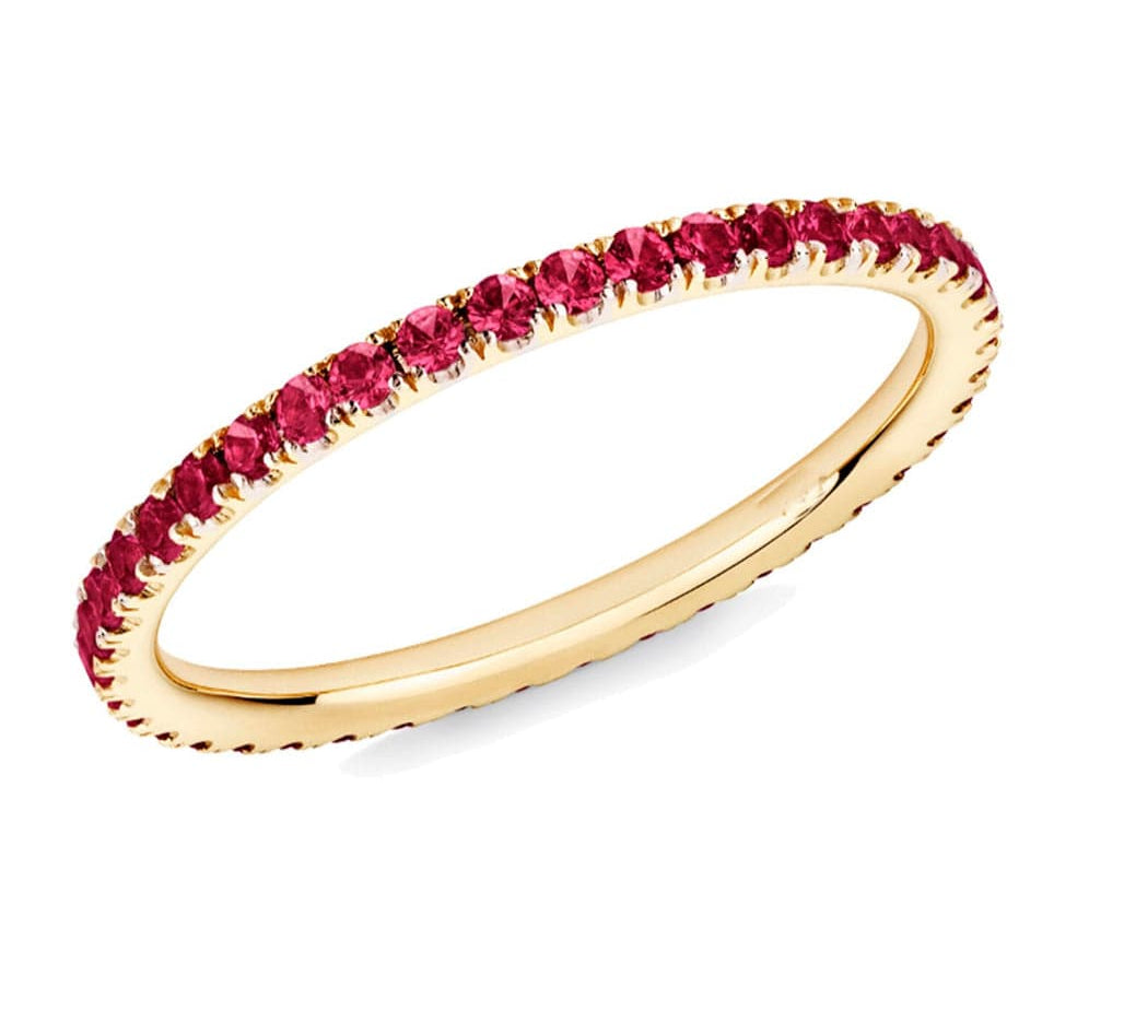 Rings 6 / Yellow Gold 14K Gold and Red Ruby Eternity Stacking Rings