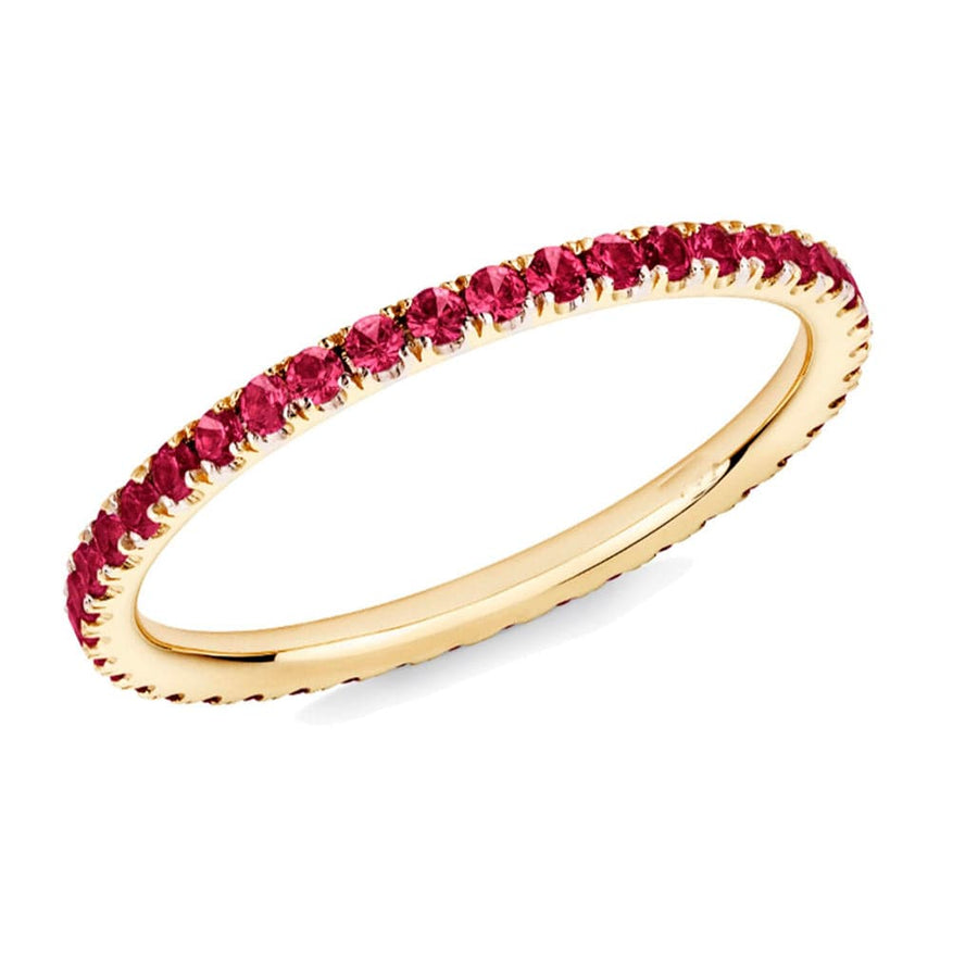 Rings 6 / Yellow Gold 14K Gold and Red Ruby Eternity Stacking Rings