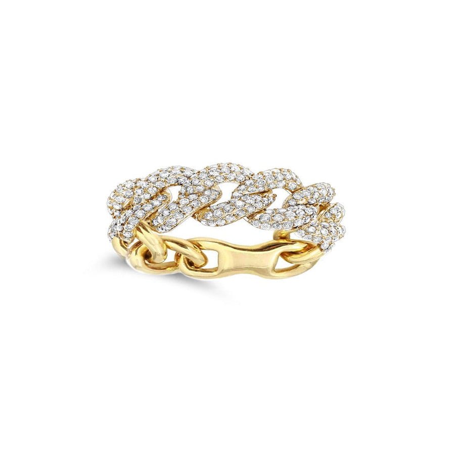 Rings 6 / Yellow Gold 14K Gold Medium Cuban Chain Micro-Pave Diamond Ring