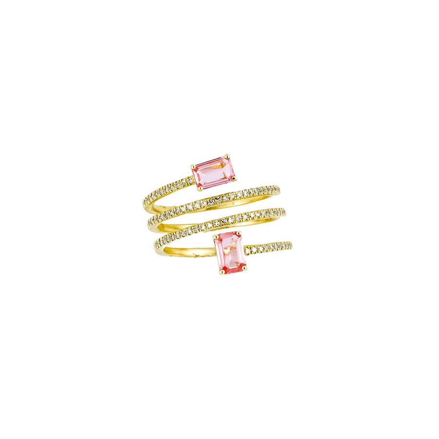 Rings 6" / Yellow Gold 14K Gold Pink Sapphire and Diamond Wrap Around RIng