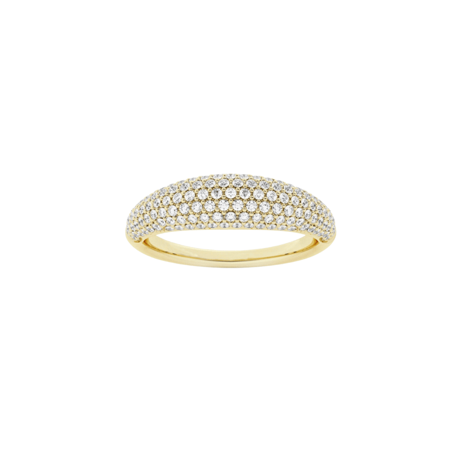Rings 6 / Yellow Gold 14K Gold Small Micro-Pave Diamond Dome Ring