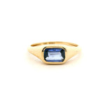 Rings 6 / Yellow Gold / 18K 18K Gold  East West Blue Sapphire Baby Dome Ring