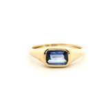 Rings 6 / Yellow Gold / 18K 18K Gold  East West Blue Sapphire Baby Dome Ring