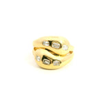 Rings 6 / Yellow Gold 18K Gold Diamond Dome Diamond Wave Ring