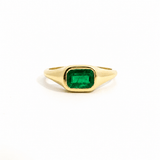 Rings 6 / Yellow Gold 18K Gold East West Emerald Baby Dome Ring
