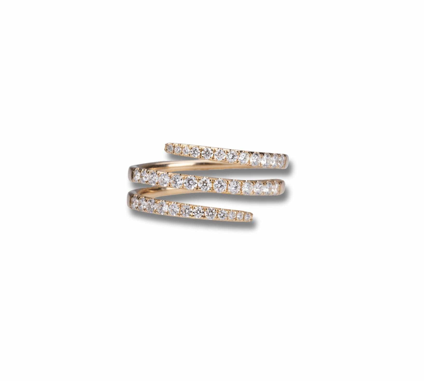 Rings 6" / Yellow Gold 18K Gold Stretch Gold and Diamond Wrap Around Ring