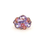 Rings 6 / Yellow Gold / 18K Pink and Purple Amythest and Diamond Cluster Ring
