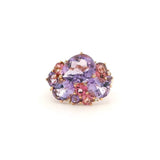 Rings 6 / Yellow Gold / 18K Pink and Purple Amythest and Diamond Cluster Ring