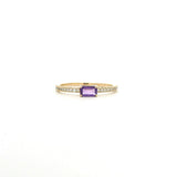 Rings 6" / Yellow Gold / Amethyst 18K Gold Babycake East West Colored Gemstone Baguette And Diamond Ring