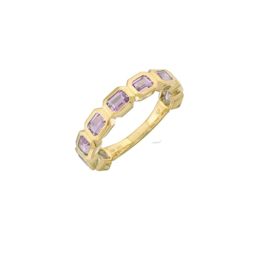 Rings 6 / Yellow Gold Amethyst Bezel Sideways Set Eternity Ring