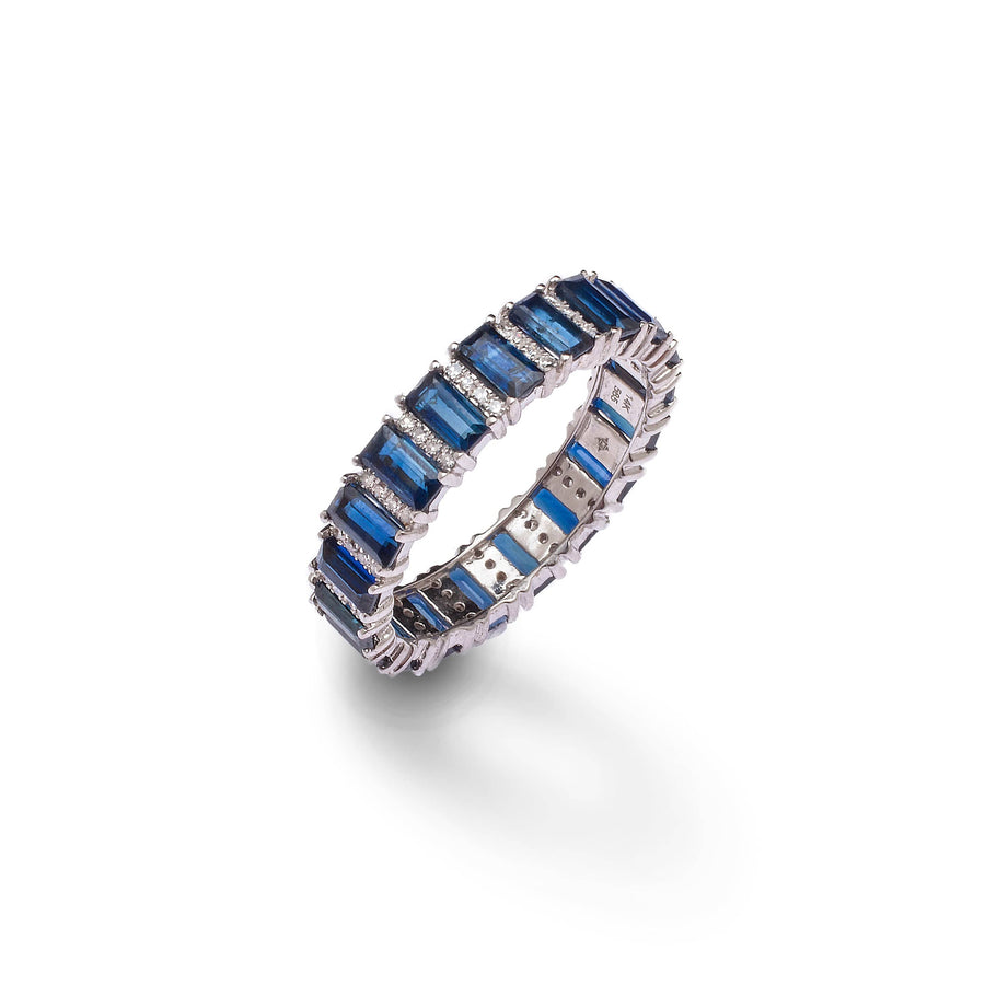 Rings 6 / Yellow Gold Blue Sapphire and Diamond Eternity Ring
