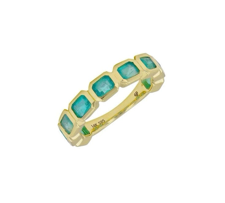 Rings 6 / Yellow Gold Emerald Bezel Sideways Set Eternity Ring