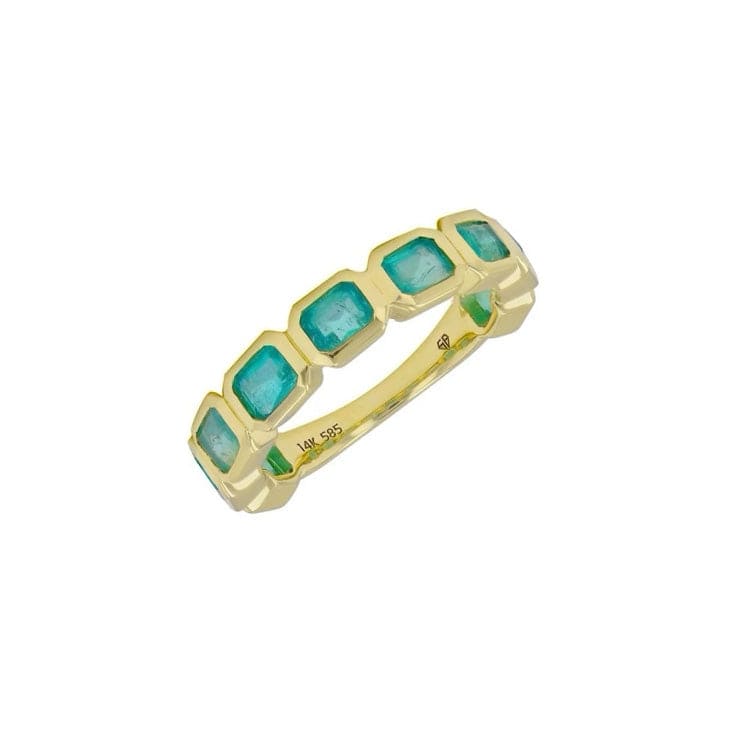 Rings 6 / Yellow Gold Emerald Bezel Sideways Set Eternity Ring