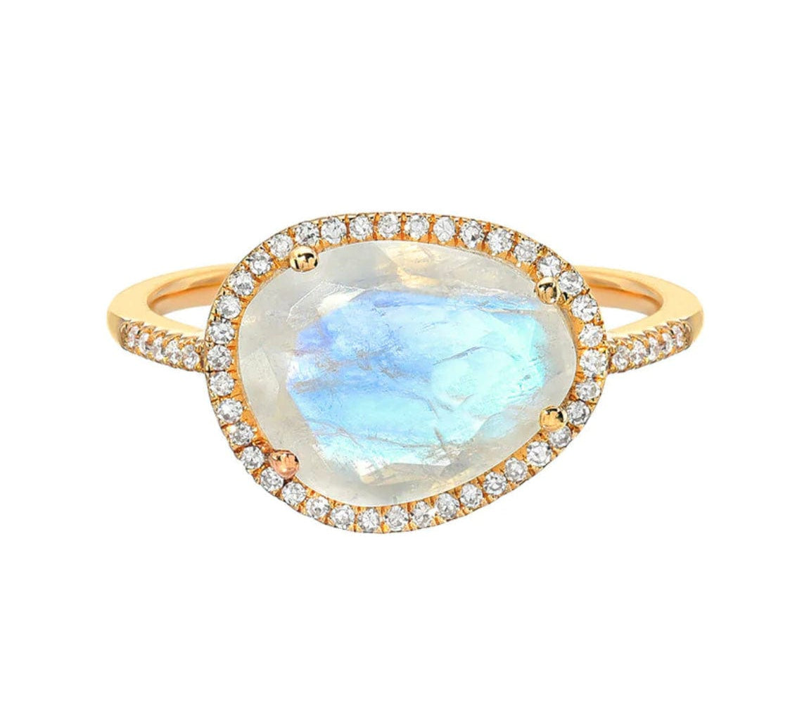 Rings 6 / Yellow Gold Moonstone and Diamond Ring