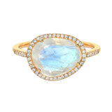 Rings 6 / Yellow Gold Moonstone and Diamond Ring