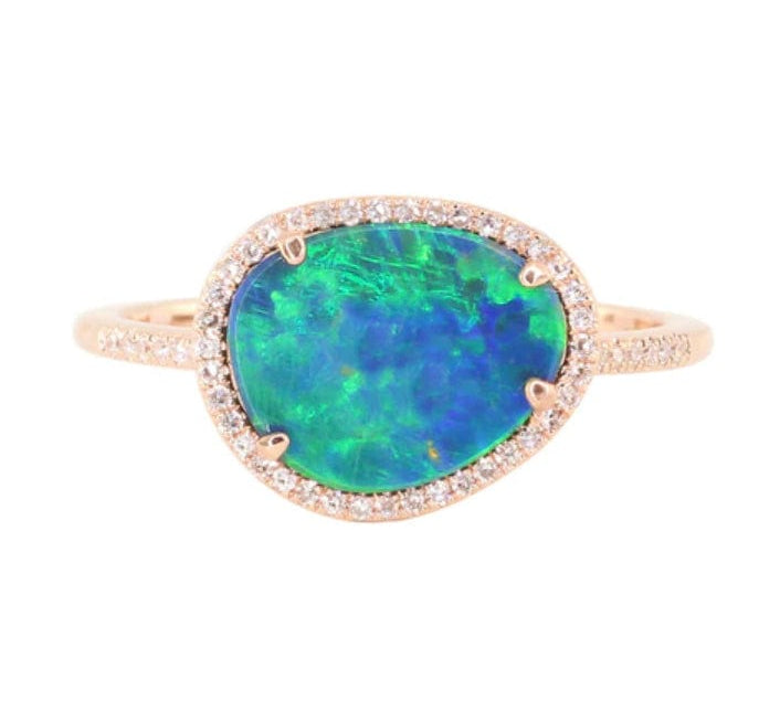 Rings 6 / Yellow Gold Opal and Diamond Ring