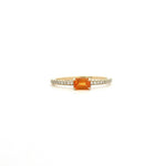 Rings 6" / Yellow Gold / Orange Sapphire 18K Gold Babycake East West Colored Gemstone Baguette And Diamond Ring