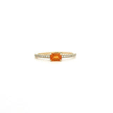 Rings 6" / Yellow Gold / Orange Sapphire 18K Gold Babycake East West Colored Gemstone Baguette And Diamond Ring