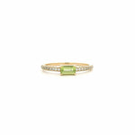 Rings 6" / Yellow Gold / Peridot 14K Gold Babycake East West Colored Gemstone Baguette And Diamond Ring