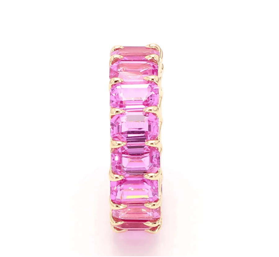 Rings 6 / Yellow Gold Pink Sapphire Eternity Ring, 3/4