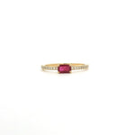 Rings 6" / Yellow Gold / Ruby 14K Gold Babycake East West Colored Gemstone Baguette And Diamond Ring