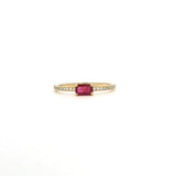 Rings 6" / Yellow Gold / Ruby 14K Gold Babycake East West Colored Gemstone Baguette And Diamond Ring