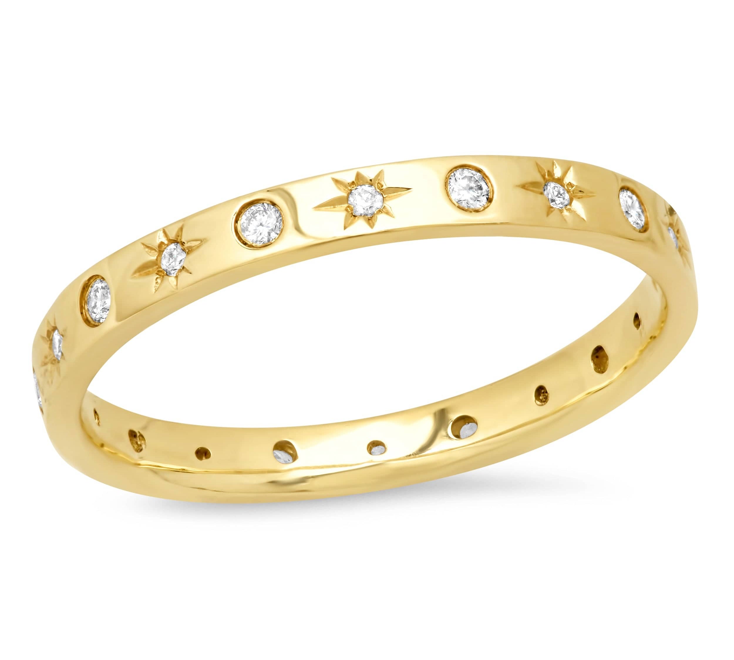 Rings 6 / Yellow Gold Star and Diamond Cosmos Ring