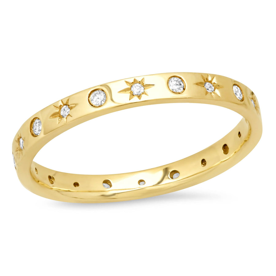 Rings 6 / Yellow Gold Star and Diamond Cosmos Ring