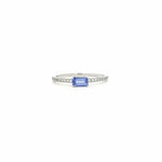Rings 6" / Yellow Gold / Tansanite 14K Gold Babycake East West Colored Gemstone Baguette And Diamond Ring