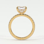 Rings Asscher Cut Diamond Pave Band, Hidden Halo