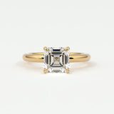 Rings Asscher Cut Pave Diamond Hidden Halo, Gold Band