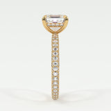 Rings Asscher Cut Pave Diamond Hidden Halo Triple Row Band, 360