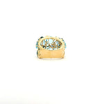 Rings Blue, Teal Topaz and Diamond Cluster Ring