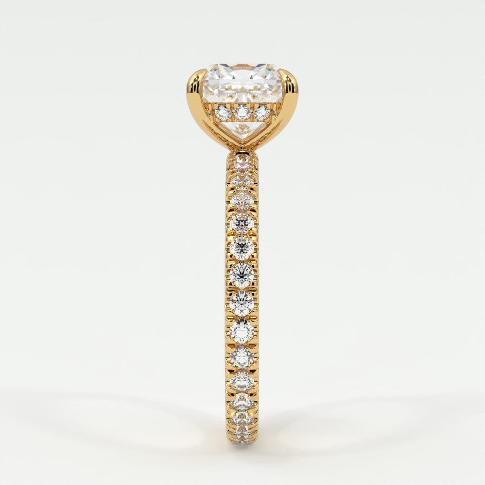 Rings Cushion Cut Diamond Pave Band, Hidden Halo