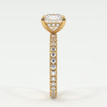 Rings Cushion Cut Diamond Pave Band, Hidden Halo