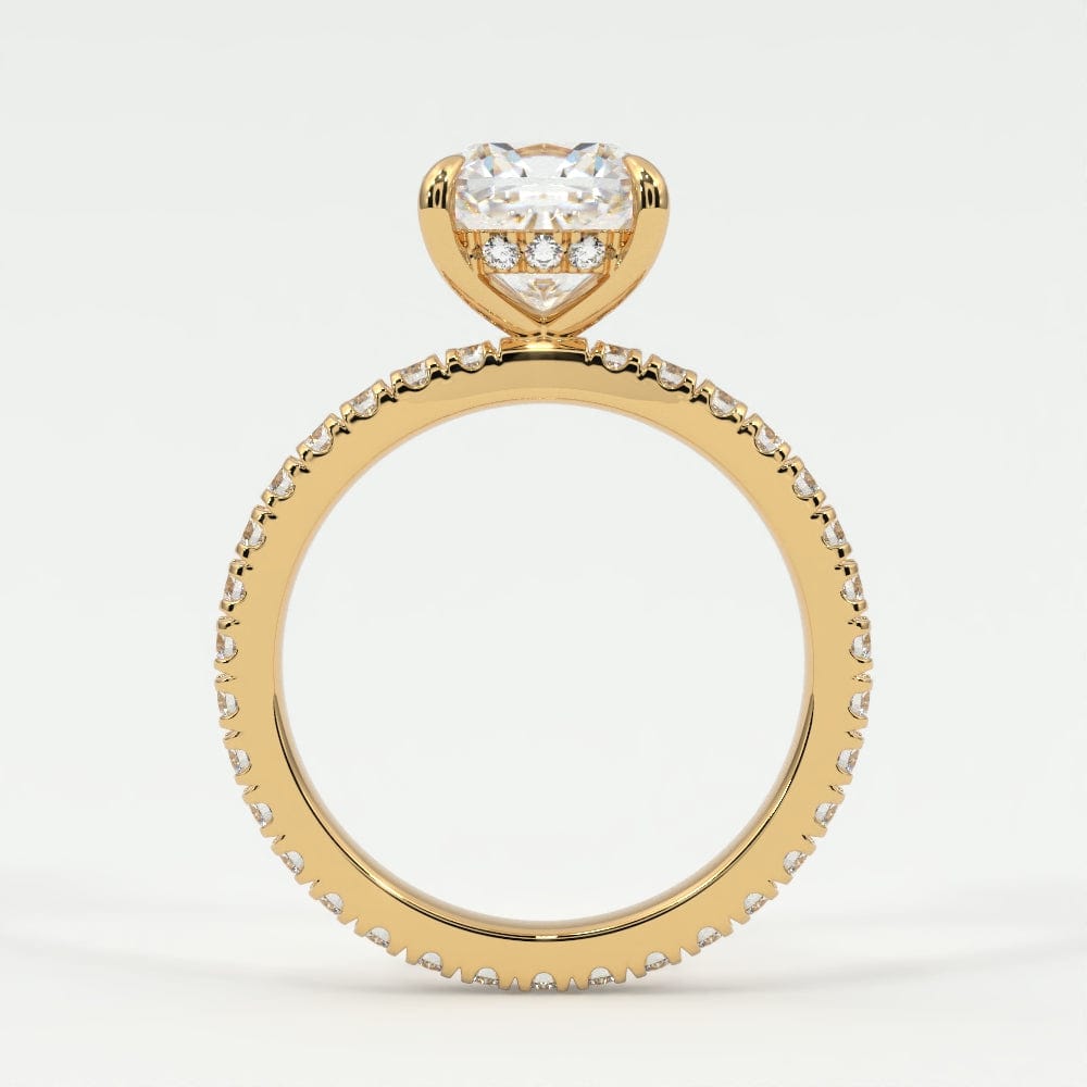 Rings Cushion Cut Diamond Pave Band, Hidden Halo