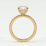 Rings Cushion Cut Diamond Pave Band, Hidden Halo