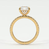 Rings Cushion Cut Diamond Pave Band, Hidden Halo