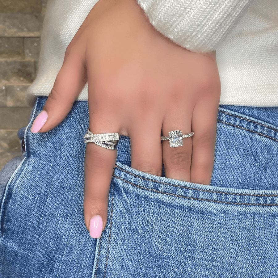 Rings Elongated Radiant Cut Diamond Engagement Rings