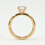 Rings Emerald Cut Pave Diamond Hidden Halo, Gold Band