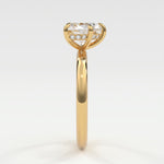 Rings Heart Shape Pave Diamond Hidden Halo, Gold Band