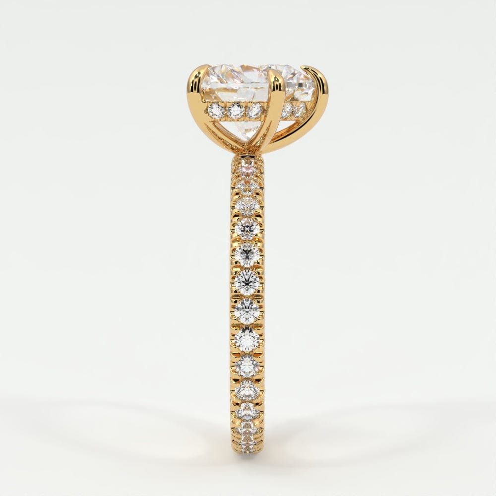 Rings Heart Shape Pave Diamond Hidden Halo Triple Row Band