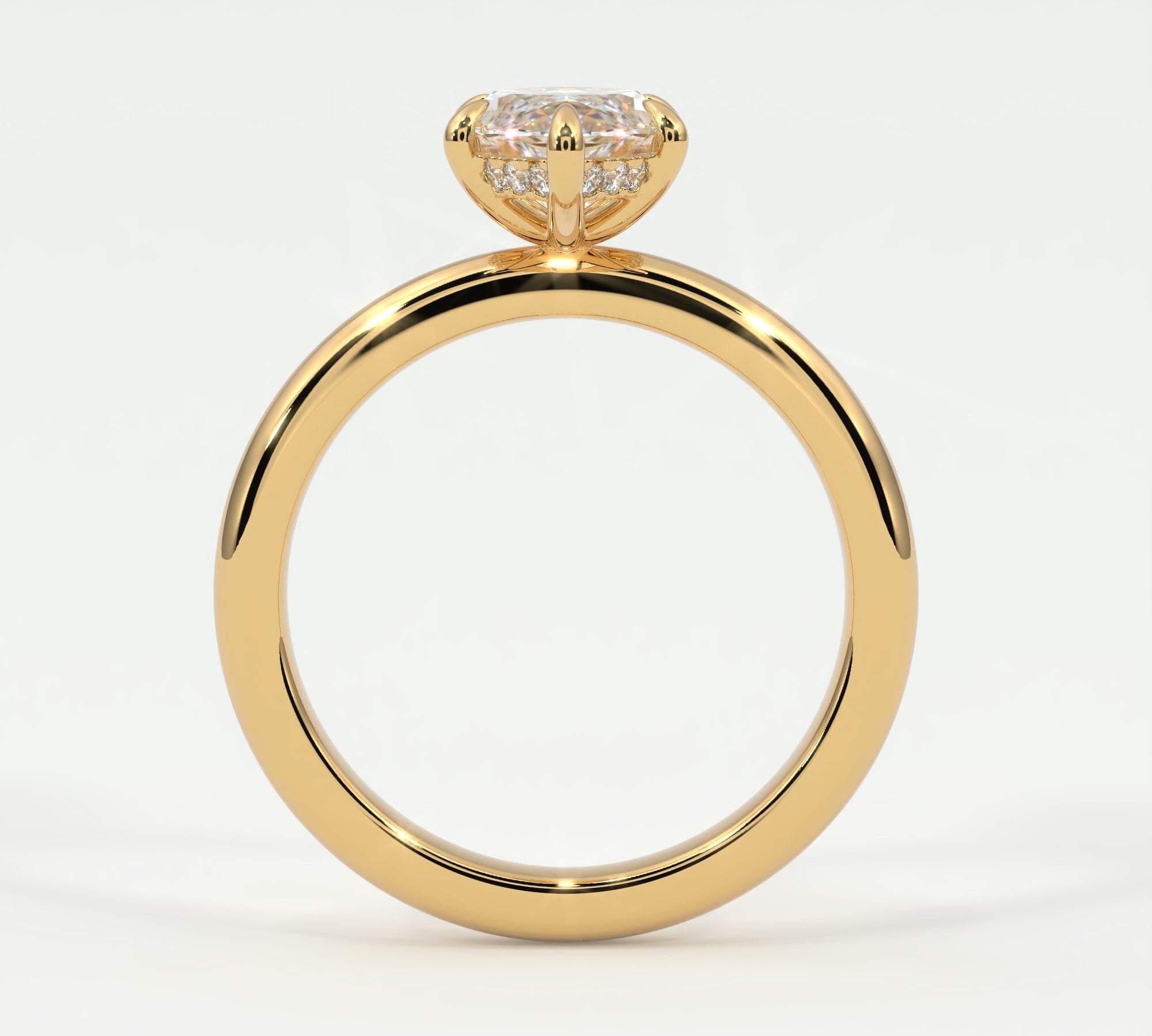 Rings Marquise Cut Hidden Halo Gold Band